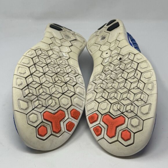 Nike Free 4.0 Flyknit Sneakers Womens 12 Blue Running Shoes Racer Barefoot - Picture 15 of 16